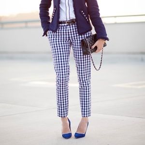 Banana Republic Mad Men gingham navy trousers